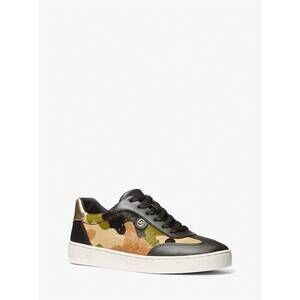 NEW MICHAEL KORS women's scotty camouflage print calf hair sneaker in smoky oliv